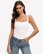 Lace Thong Bodysuit Square Neck Sleeveless Cami Going Out Top