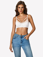 Underwire Lace Floral Crossover Bra