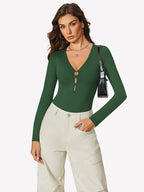 Cutout Plunge Deep V Neck Bodysuit