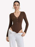 Cutout Plunge Deep V Neck Bodysuit