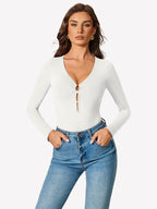 Cutout Plunge Deep V Neck Bodysuit