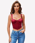 V Neck Corset Bustier Crop Top Boned Underwire Concert Outfit