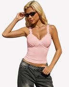 Lace Tank Top Deep Plunge V Neck Tops