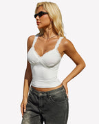 Lace Tank Top Deep Plunge V Neck Tops
