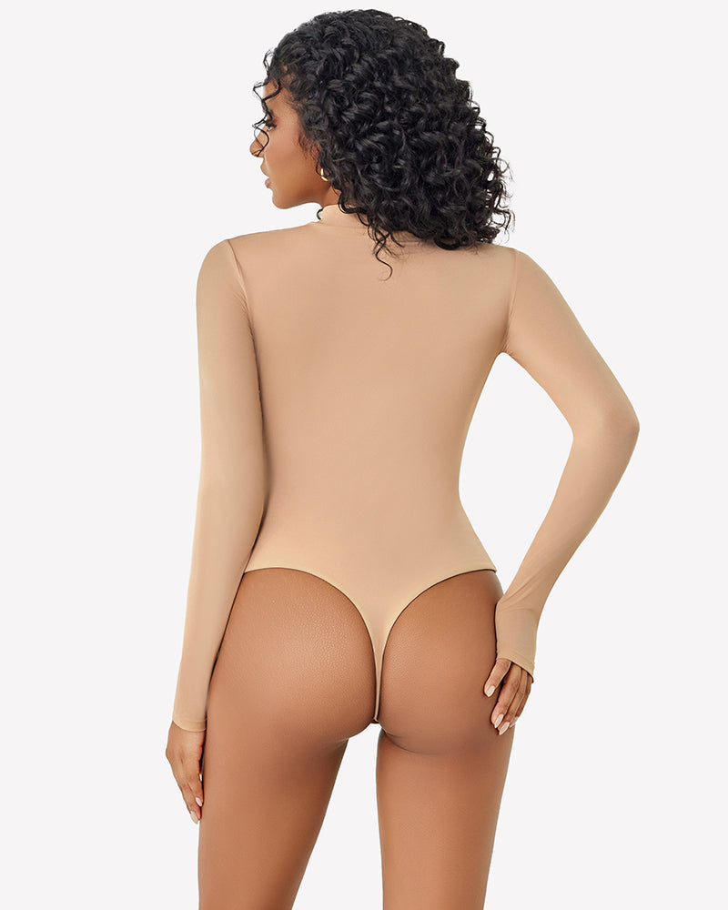Long Sleeve Tops Mock Turtleneck Leotard