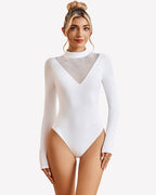 Long Sleeve Tops Mock Turtleneck Leotard