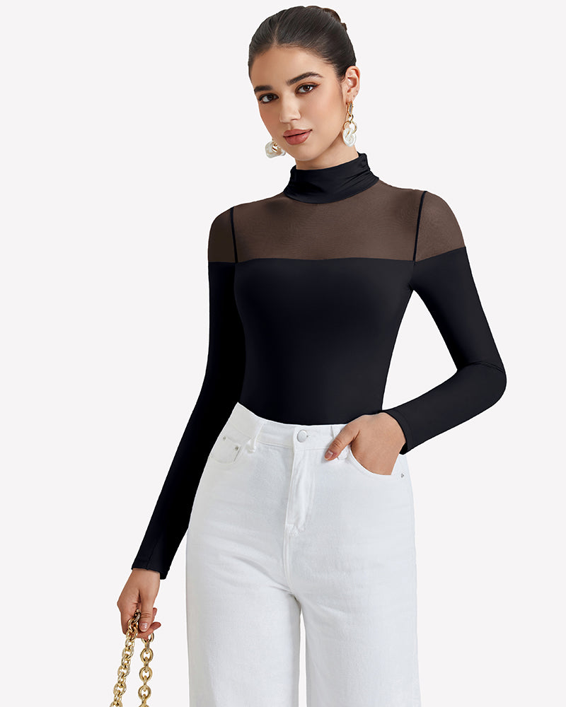 Long Sleeve Turtle Leotard Tops
