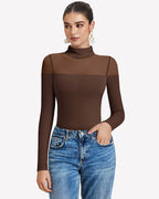 Long Sleeve Turtle Leotard Tops