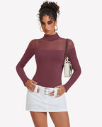 Long Sleeve Turtle Leotard Tops
