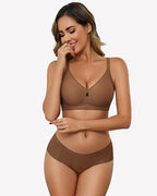 No Underwire Seamless Bralette Cutout Bra with Velvet Trim