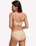 No Underwire Seamless Bralette Cutout Bra with Velvet Trim