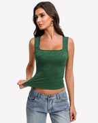 Square Neck Double Lined Going Out Tops