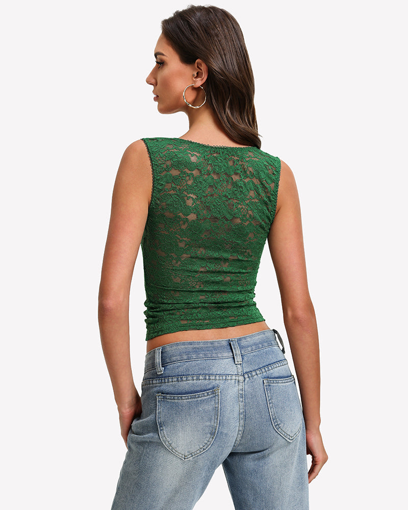 Square Neck Double Lined Going Out Tops