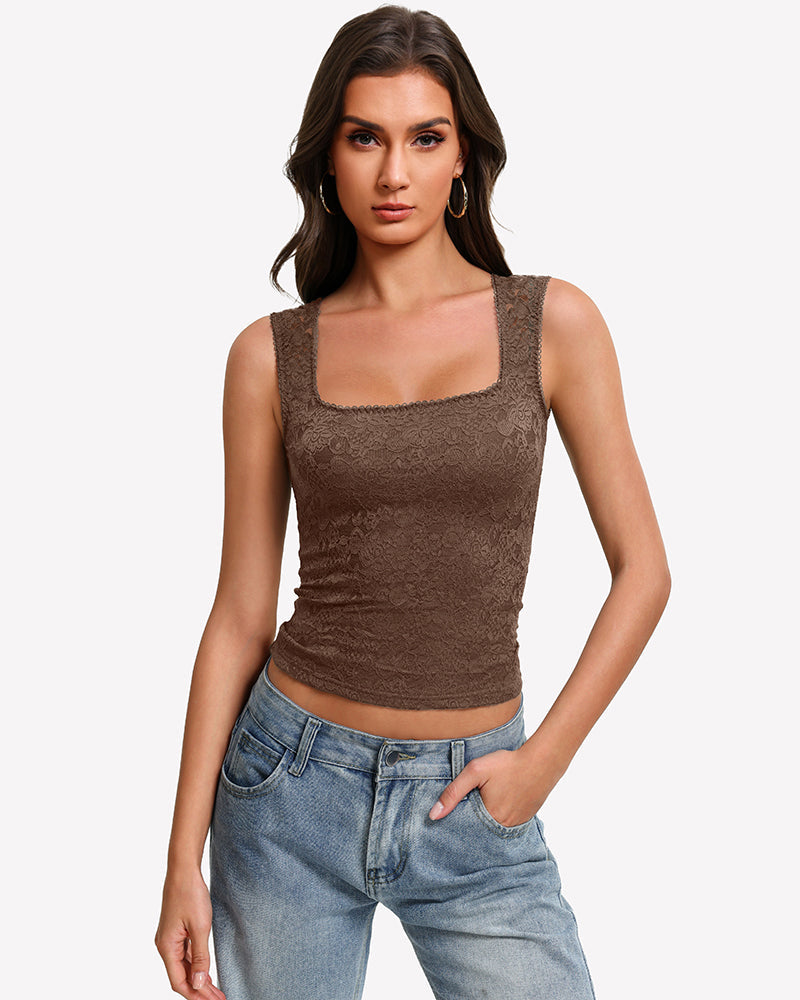 Square Neck Double Lined Going Out Tops