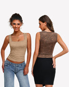 Square Neck Double Lined Going Out Tops