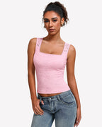 Square Neck Double Lined Going Out Tops