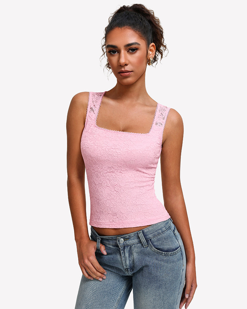Square Neck Double Lined Going Out Tops