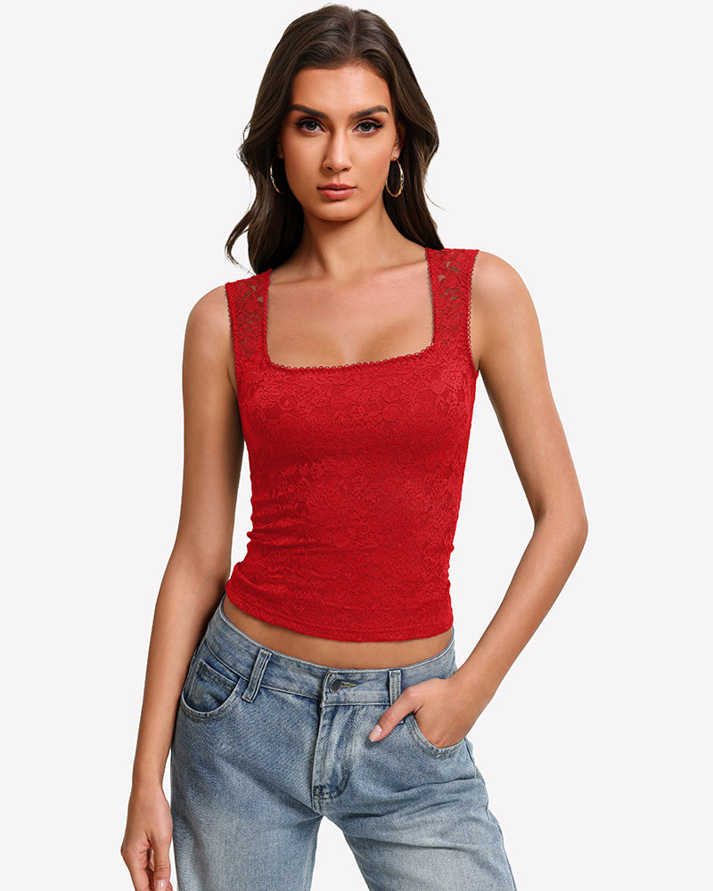 Square Neck Double Lined Going Out Tops
