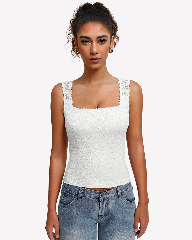 Square Neck Double Lined Going Out Tops