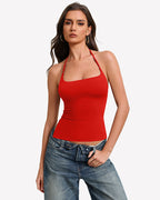 Halter Tops Double Lined Cute Crop Tank Top