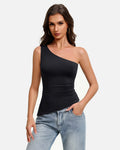Y2K One Shoulder Ruched Tank Top Asymmetrical Going Out Top