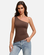 Y2K One Shoulder Ruched Tank Top Asymmetrical Going Out Top