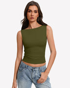 Boat Neck Tops Ruched Going Out Tops