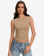 Boat Neck Tops Ruched Going Out Tops