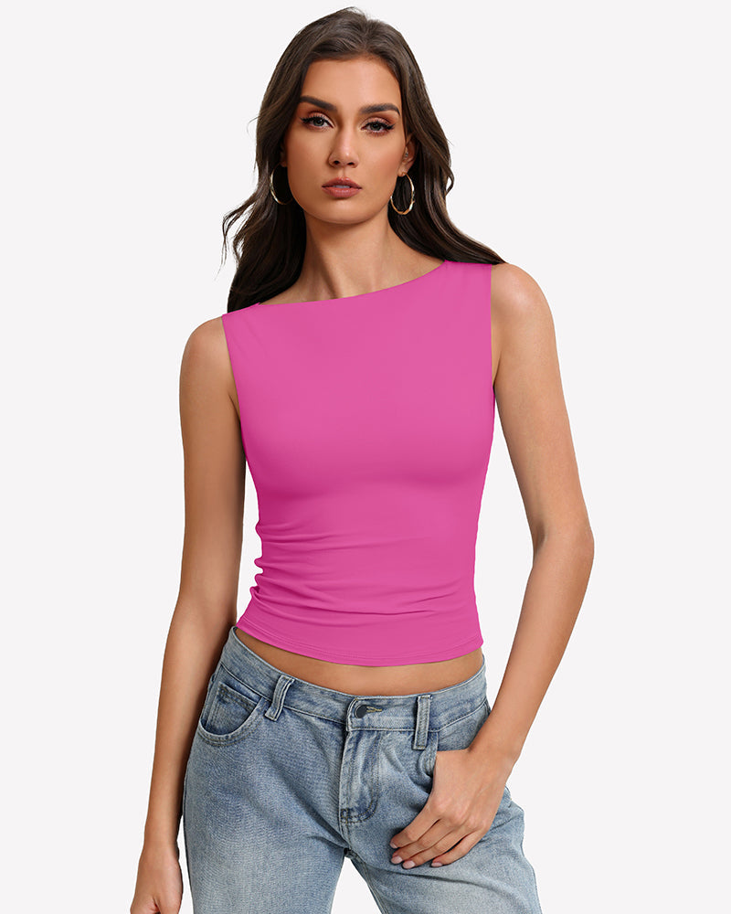 Boat Neck Tops Ruched Going Out Tops