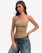 Strapless Tube Top Double Lined & Non-Slip Tops