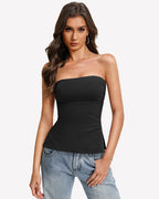Bandeau Tube Top Double Lined Side Split Strapless Going Out Top