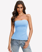 Bandeau Tube Top Double Lined Side Split Strapless Going Out Top