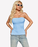 Bandeau Tube Top Double Lined Side Split Strapless Going Out Top