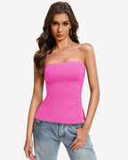 Bandeau Tube Top Double Lined Side Split Strapless Going Out Top