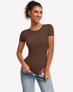 Short Sleeve Snap Bodysuit ?¡ìC One Piece Leotard Top