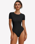 Short Sleeve Snap Bodysuit ?¡ìC One Piece Leotard Top