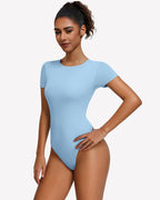 Short Sleeve Snap Bodysuit ?¡ìC One Piece Leotard Top