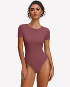 Short Sleeve Snap Bodysuit ?¡ìC One Piece Leotard Top