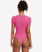 Short Sleeve Snap Bodysuit ?¡ìC One Piece Leotard Top