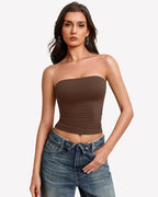 Tube Tops Going Out Double Lined Basic Y2K Tank Top