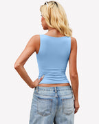 Plunge Tank Tops Deep V Neck Double Lined Camisoles
