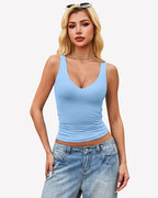 Plunge Tank Tops Deep V Neck Double Lined Camisoles