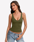 Plunge Tank Tops Deep V Neck Double Lined Camisoles