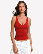 Plunge Tank Tops Deep V Neck Double Lined Camisoles