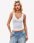Plunge Tank Tops Deep V Neck Double Lined Camisoles