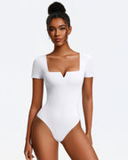 Short Sleeve Bodysuit Square Neck One-Piece T-Shirt Summer Top