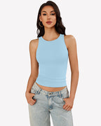 Tank Tops Ribbed Mock Neck Racerback Top