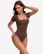 Short Sleeve Square Neck Bodysuit