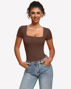 Short Sleeve Square Neck Bodysuit