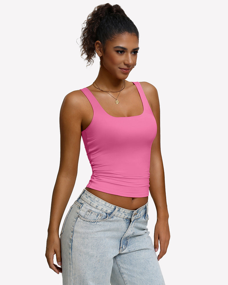 Square Neck Backless Tank Top Slim Fit Going Out Top